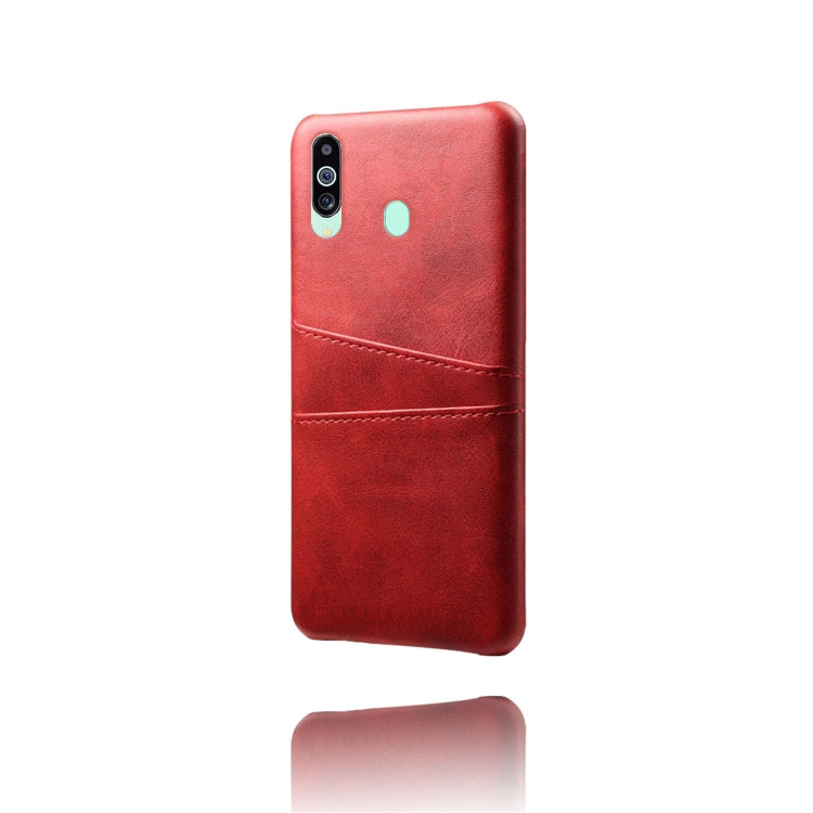 For Samsung Galaxy M40 Calf Texture PC + PU Leather Back Cover Shockproof Case with Dual Card Slots