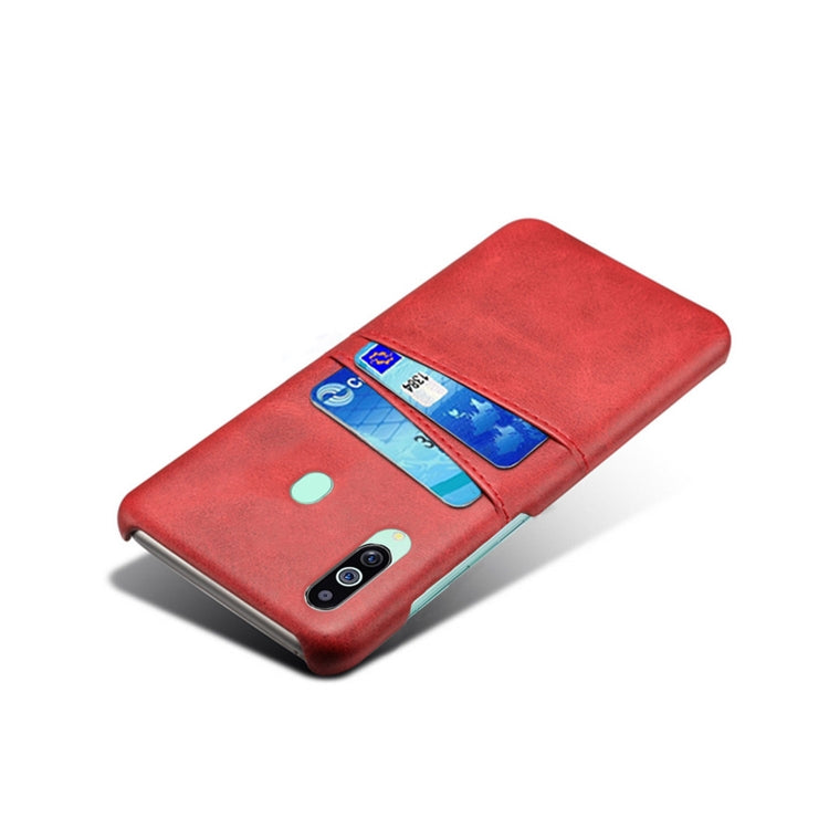 For Samsung Galaxy M40 Calf Texture PC + PU Leather Back Cover Shockproof Case with Dual Card Slots