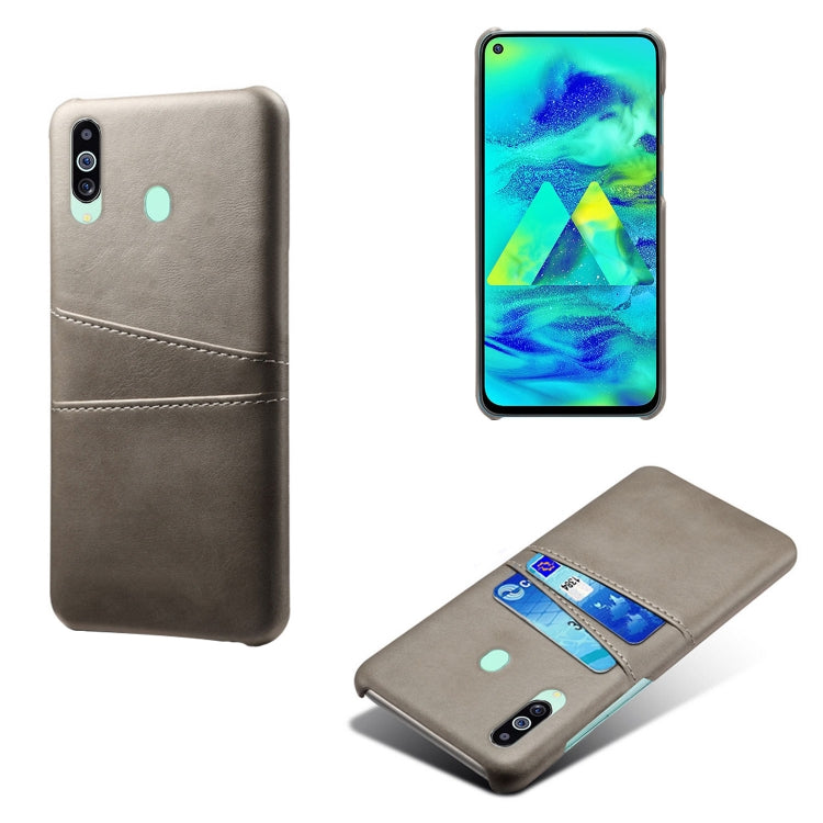 For Samsung Galaxy M40 Calf Texture PC + PU Leather Back Cover Shockproof Case with Dual Card Slots