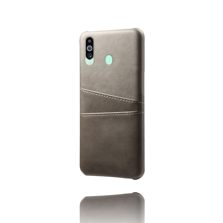 For Samsung Galaxy M40 Calf Texture PC + PU Leather Back Cover Shockproof Case with Dual Card Slots
