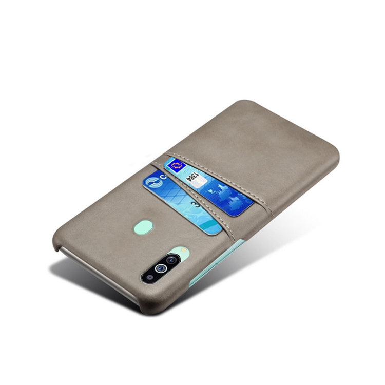 For Samsung Galaxy M40 Calf Texture PC + PU Leather Back Cover Shockproof Case with Dual Card Slots