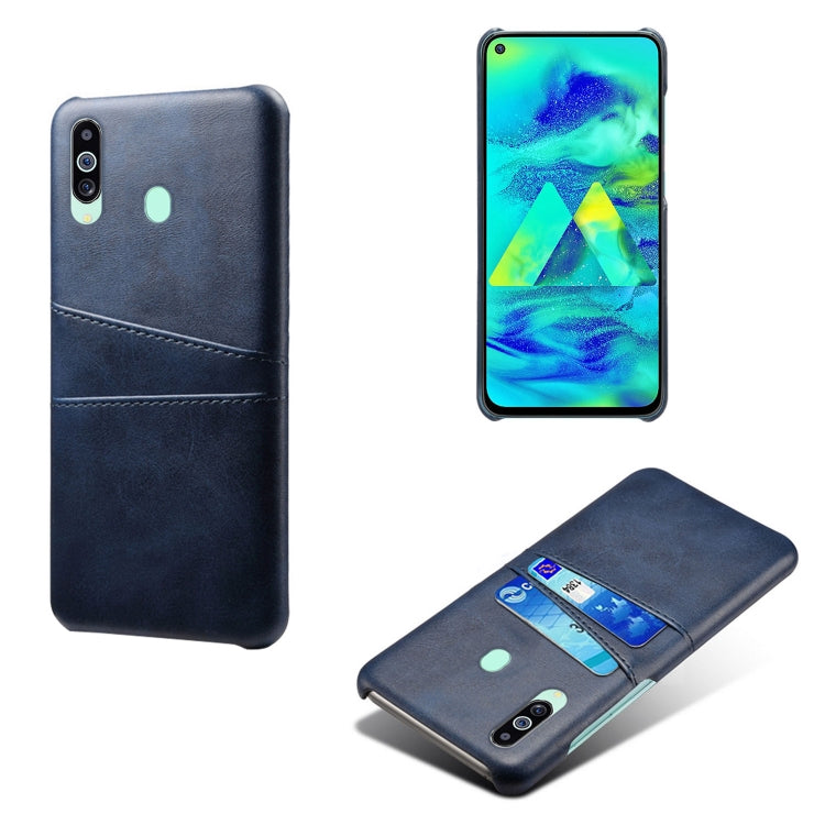 For Samsung Galaxy M40 Calf Texture PC + PU Leather Back Cover Shockproof Case with Dual Card Slots