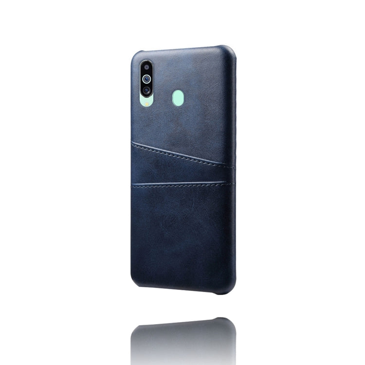 For Samsung Galaxy M40 Calf Texture PC + PU Leather Back Cover Shockproof Case with Dual Card Slots