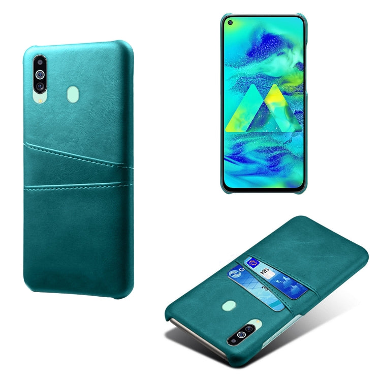 For Samsung Galaxy M40 Calf Texture PC + PU Leather Back Cover Shockproof Case with Dual Card Slots