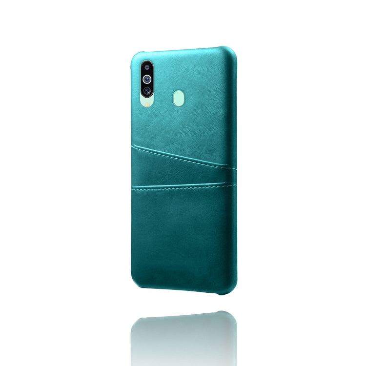 For Samsung Galaxy M40 Calf Texture PC + PU Leather Back Cover Shockproof Case with Dual Card Slots
