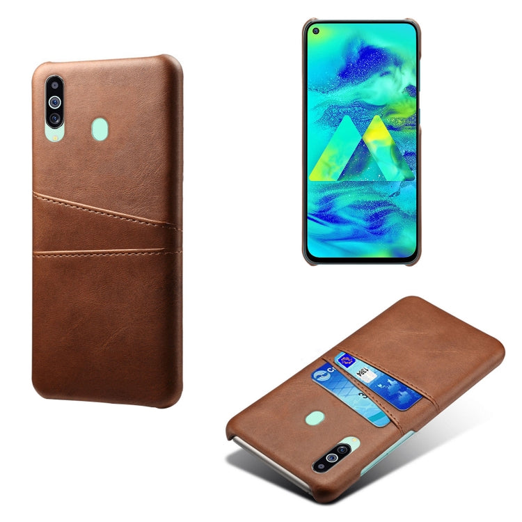For Samsung Galaxy M40 Calf Texture PC + PU Leather Back Cover Shockproof Case with Dual Card Slots