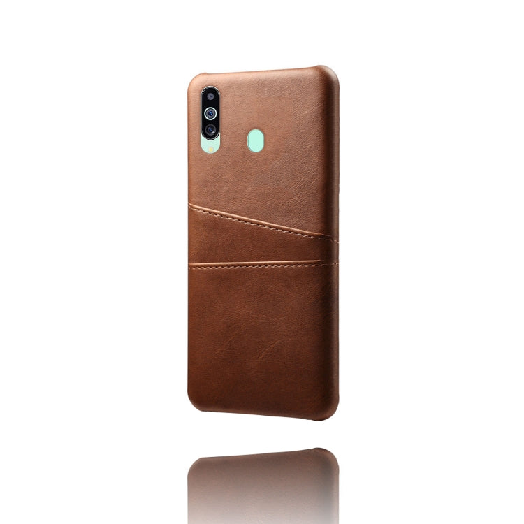 For Samsung Galaxy M40 Calf Texture PC + PU Leather Back Cover Shockproof Case with Dual Card Slots