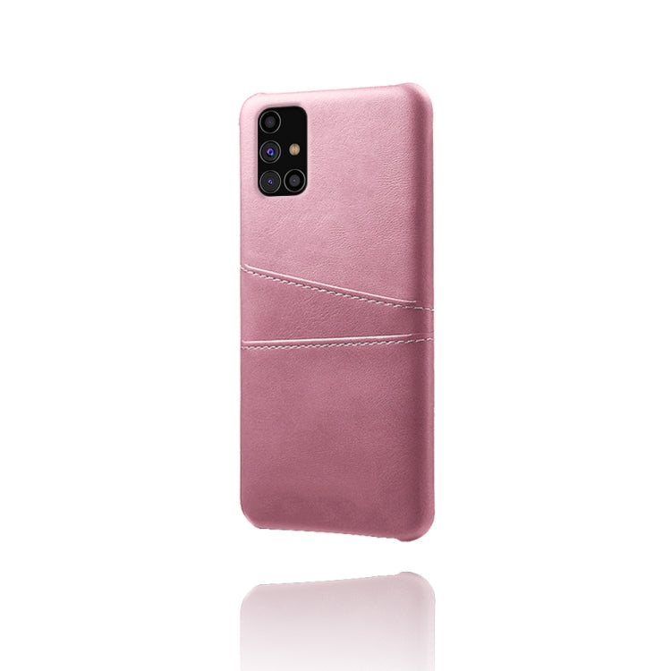 For Samsung Galaxy M31s Calf Texture PC + PU Leather Back Cover Shockproof Case with Dual Card Slots