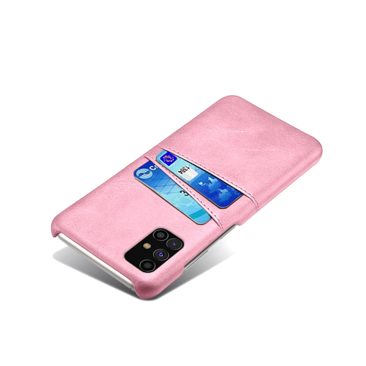 For Samsung Galaxy M31s Calf Texture PC + PU Leather Back Cover Shockproof Case with Dual Card Slots