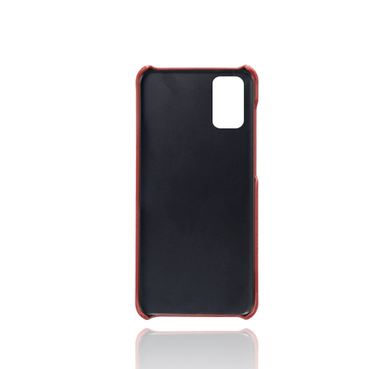 For Samsung Galaxy M31s Calf Texture PC + PU Leather Back Cover Shockproof Case with Dual Card Slots