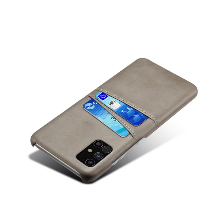 For Samsung Galaxy M31s Calf Texture PC + PU Leather Back Cover Shockproof Case with Dual Card Slots