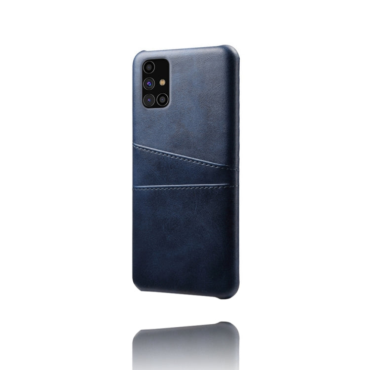 For Samsung Galaxy M31s Calf Texture PC + PU Leather Back Cover Shockproof Case with Dual Card Slots