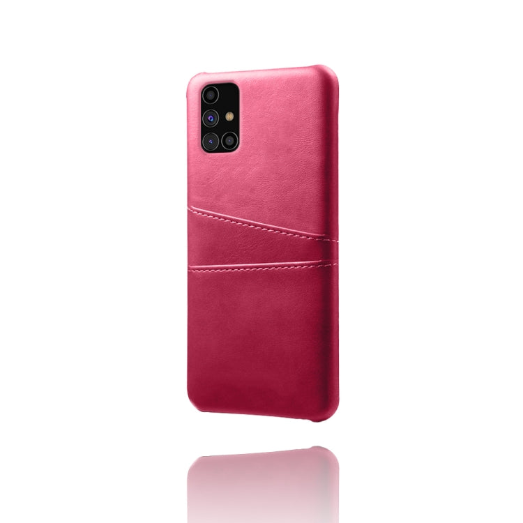 For Samsung Galaxy M31s Calf Texture PC + PU Leather Back Cover Shockproof Case with Dual Card Slots