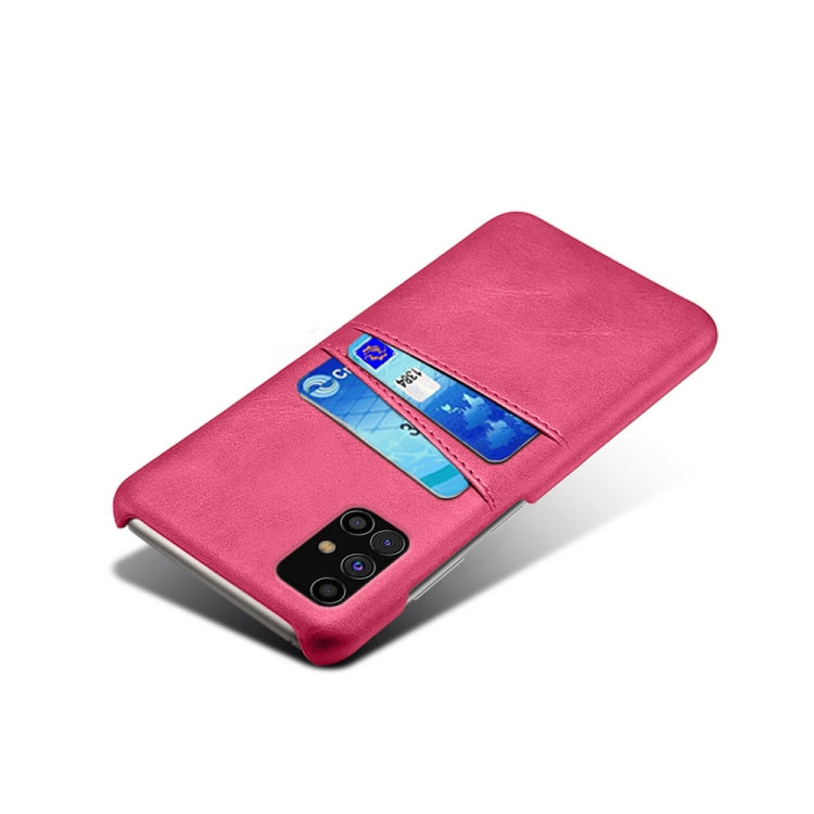 For Samsung Galaxy M31s Calf Texture PC + PU Leather Back Cover Shockproof Case with Dual Card Slots