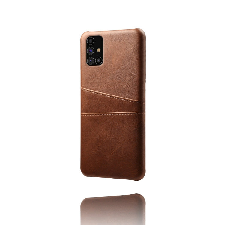 For Samsung Galaxy M31s Calf Texture PC + PU Leather Back Cover Shockproof Case with Dual Card Slots