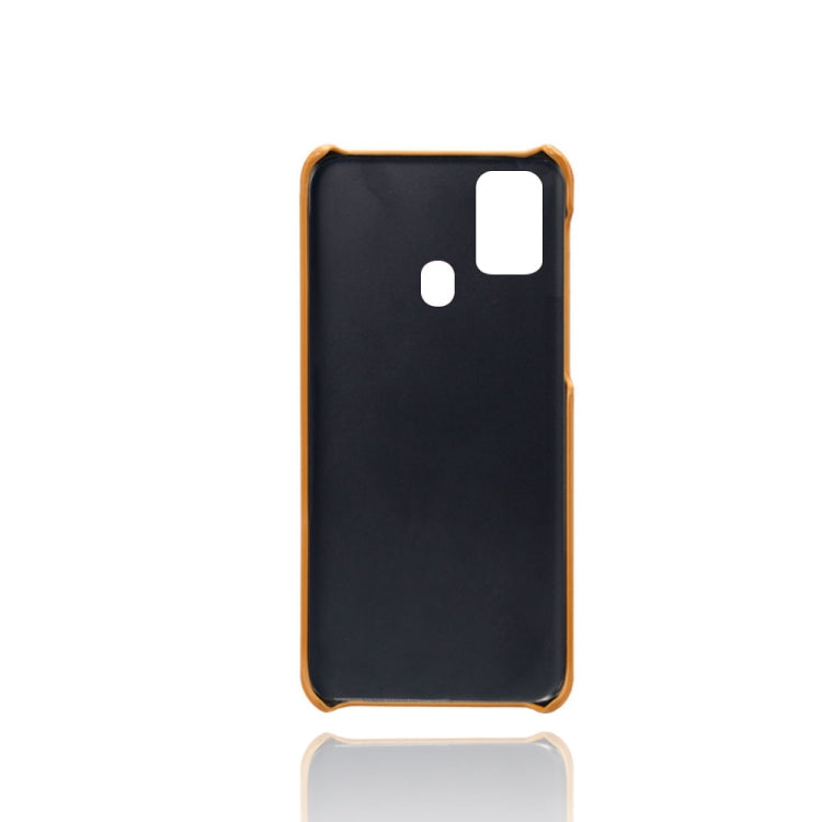 For Samsung Galaxy M31 Calf Texture PC + PU Leather Back Cover Shockproof Case with Dual Card Slots