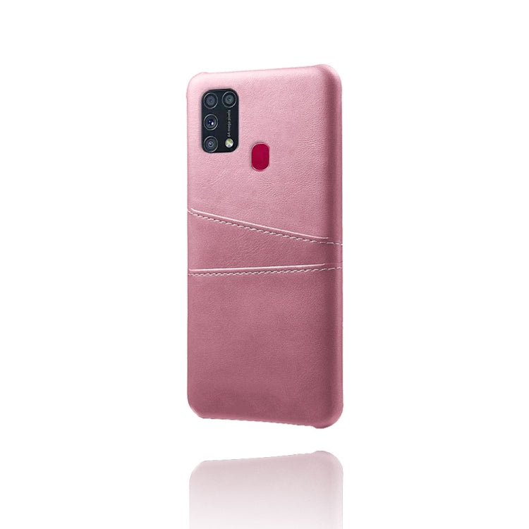 For Samsung Galaxy M31 Calf Texture PC + PU Leather Back Cover Shockproof Case with Dual Card Slots