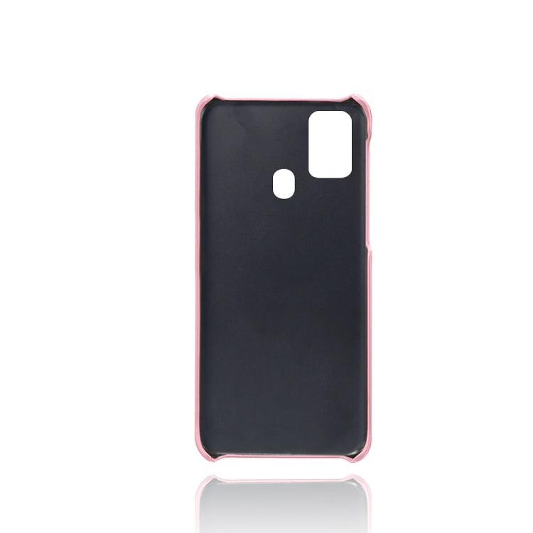 For Samsung Galaxy M31 Calf Texture PC + PU Leather Back Cover Shockproof Case with Dual Card Slots