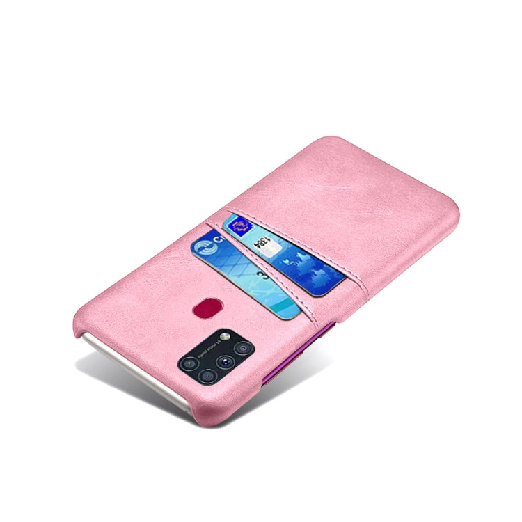 For Samsung Galaxy M31 Calf Texture PC + PU Leather Back Cover Shockproof Case with Dual Card Slots
