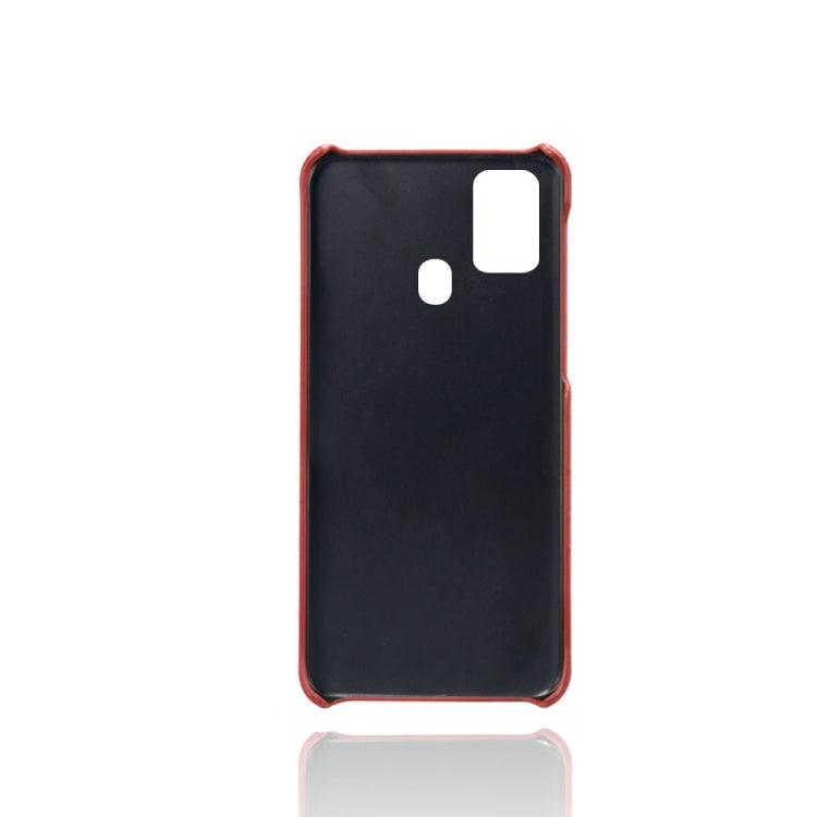 For Samsung Galaxy M31 Calf Texture PC + PU Leather Back Cover Shockproof Case with Dual Card Slots