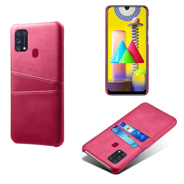 For Samsung Galaxy M31 Calf Texture PC + PU Leather Back Cover Shockproof Case with Dual Card Slots