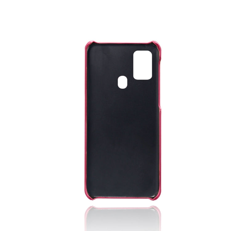For Samsung Galaxy M31 Calf Texture PC + PU Leather Back Cover Shockproof Case with Dual Card Slots