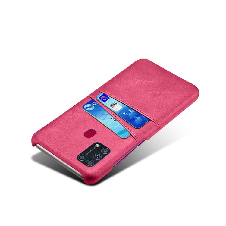 For Samsung Galaxy M31 Calf Texture PC + PU Leather Back Cover Shockproof Case with Dual Card Slots