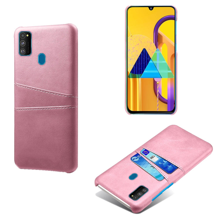 For Samsung Galaxy M30s Calf Texture PC + PU Leather Back Cover Shockproof Case with Dual Card Slots