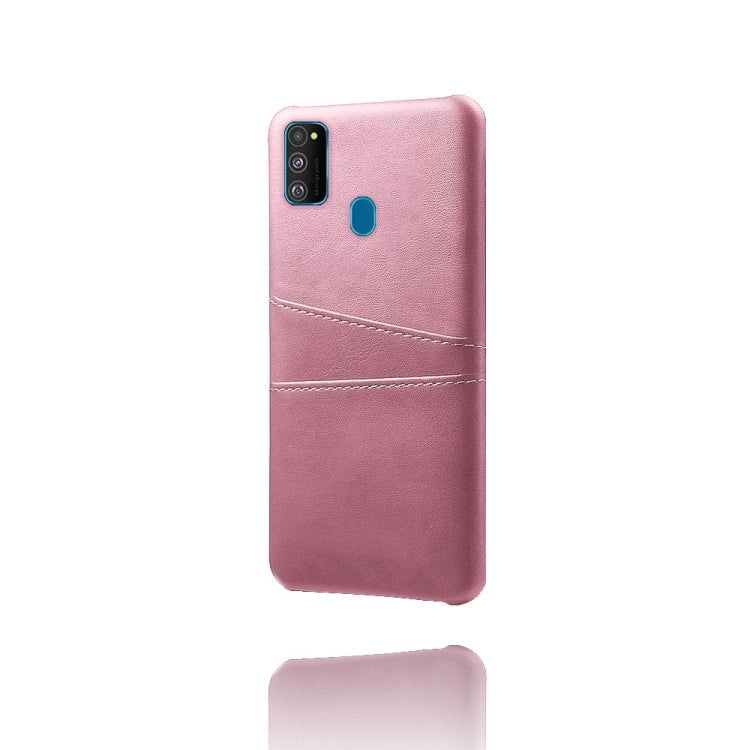 For Samsung Galaxy M30s Calf Texture PC + PU Leather Back Cover Shockproof Case with Dual Card Slots