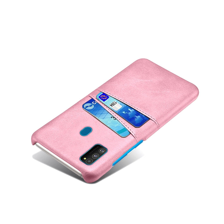 For Samsung Galaxy M30s Calf Texture PC + PU Leather Back Cover Shockproof Case with Dual Card Slots