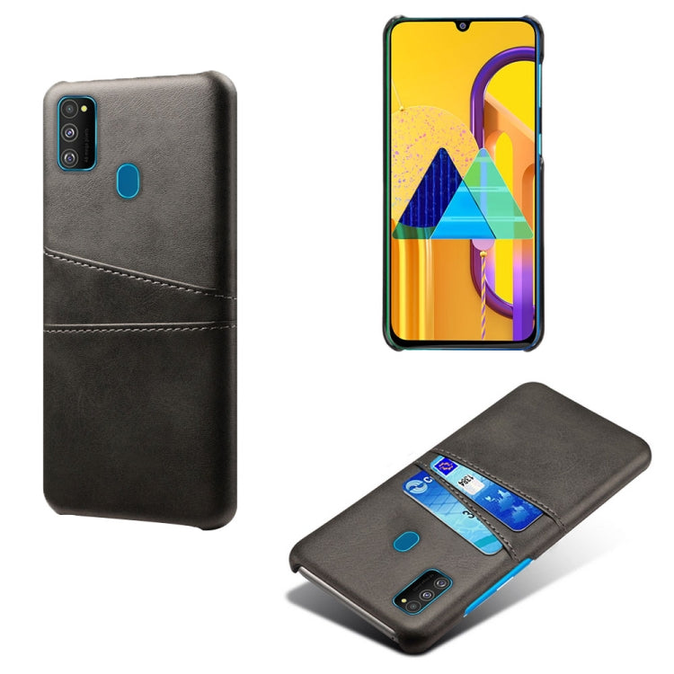 For Samsung Galaxy M30s Calf Texture PC + PU Leather Back Cover Shockproof Case with Dual Card Slots