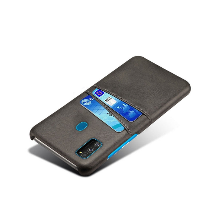 For Samsung Galaxy M30s Calf Texture PC + PU Leather Back Cover Shockproof Case with Dual Card Slots
