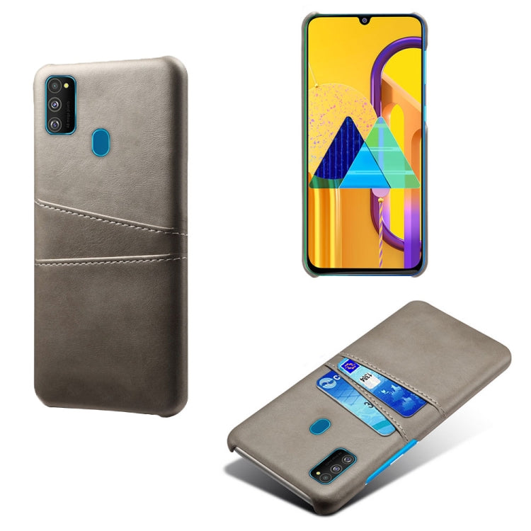 For Samsung Galaxy M30s Calf Texture PC + PU Leather Back Cover Shockproof Case with Dual Card Slots