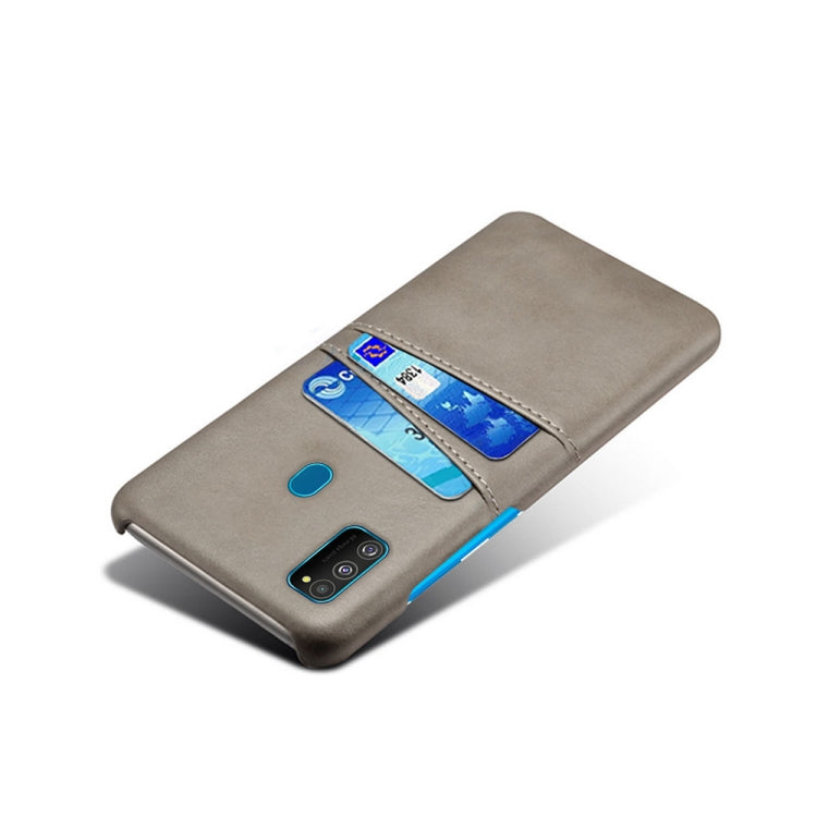 For Samsung Galaxy M30s Calf Texture PC + PU Leather Back Cover Shockproof Case with Dual Card Slots