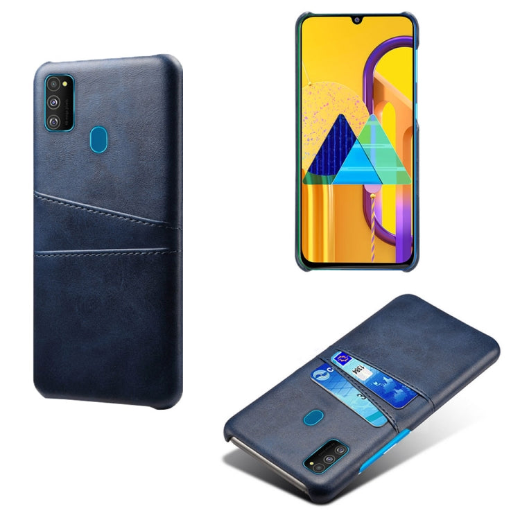 For Samsung Galaxy M30s Calf Texture PC + PU Leather Back Cover Shockproof Case with Dual Card Slots