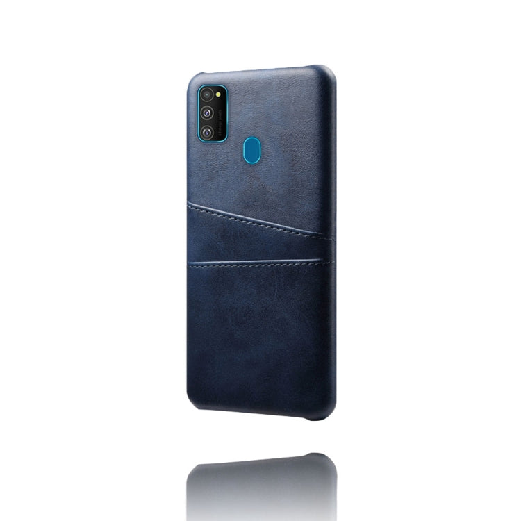 For Samsung Galaxy M30s Calf Texture PC + PU Leather Back Cover Shockproof Case with Dual Card Slots