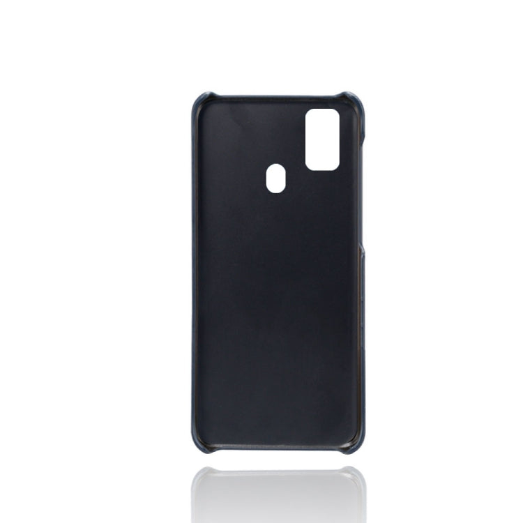 For Samsung Galaxy M30s Calf Texture PC + PU Leather Back Cover Shockproof Case with Dual Card Slots