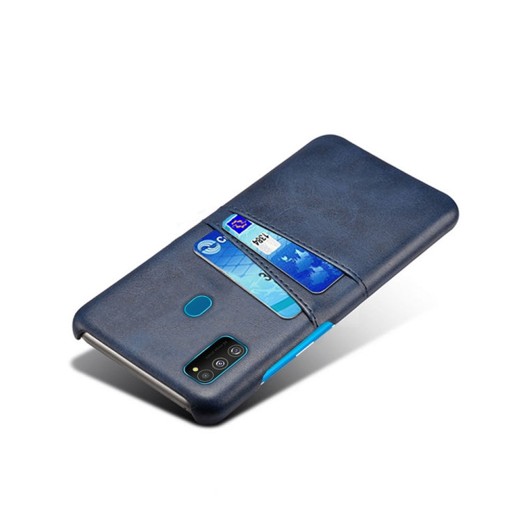 For Samsung Galaxy M30s Calf Texture PC + PU Leather Back Cover Shockproof Case with Dual Card Slots