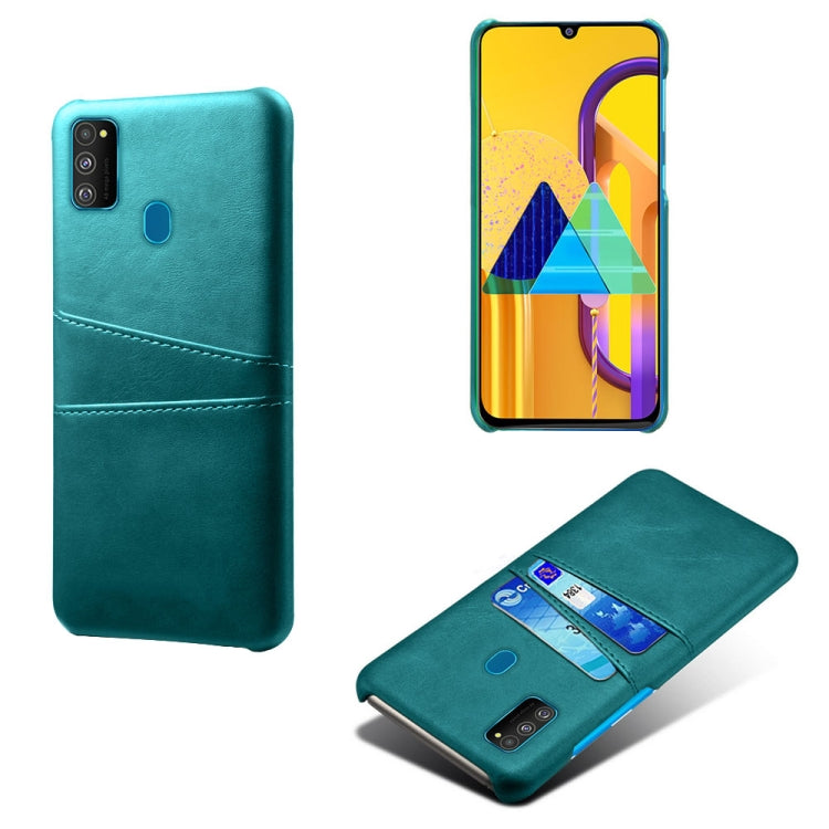 For Samsung Galaxy M30s Calf Texture PC + PU Leather Back Cover Shockproof Case with Dual Card Slots