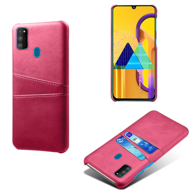 For Samsung Galaxy M30s Calf Texture PC + PU Leather Back Cover Shockproof Case with Dual Card Slots