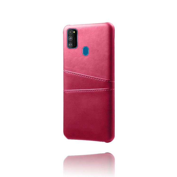 For Samsung Galaxy M30s Calf Texture PC + PU Leather Back Cover Shockproof Case with Dual Card Slots