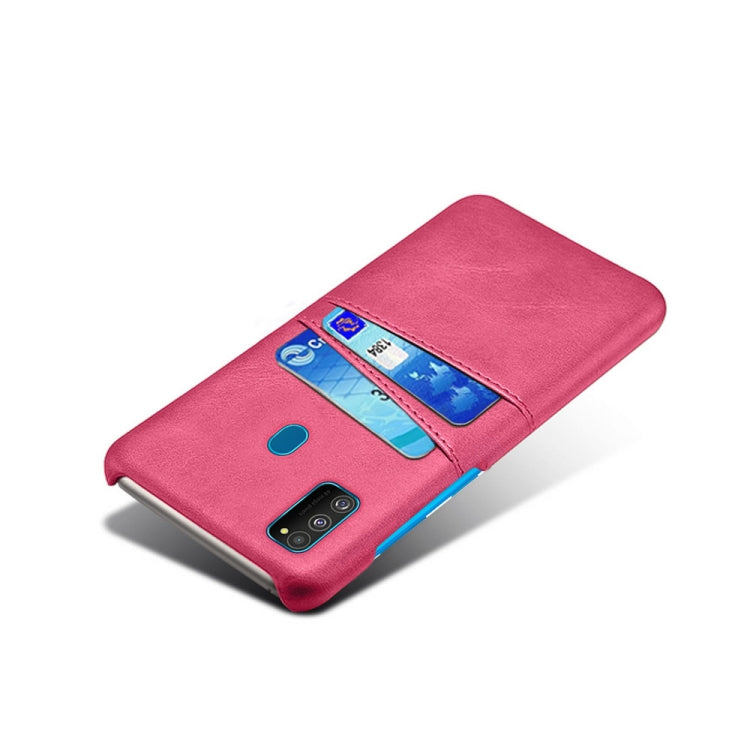 For Samsung Galaxy M30s Calf Texture PC + PU Leather Back Cover Shockproof Case with Dual Card Slots
