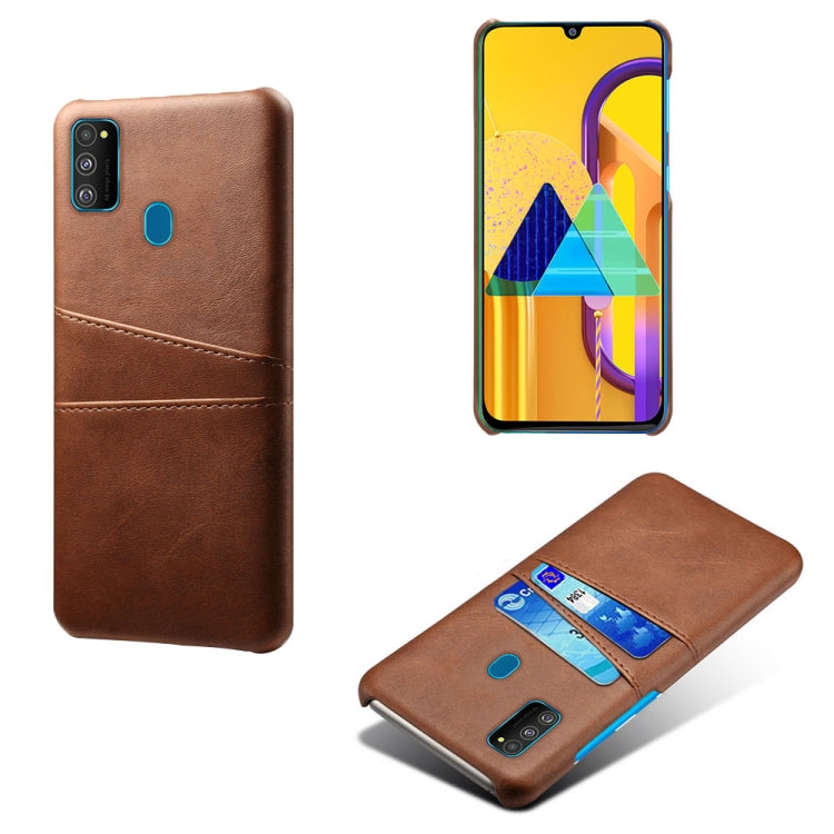 For Samsung Galaxy M30s Calf Texture PC + PU Leather Back Cover Shockproof Case with Dual Card Slots