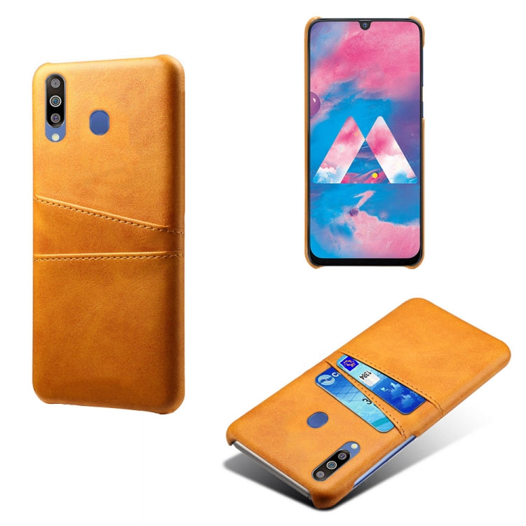 For Samsung Galaxy M30 Calf Texture PC + PU Leather Back Cover Shockproof Case with Dual Card Slots
