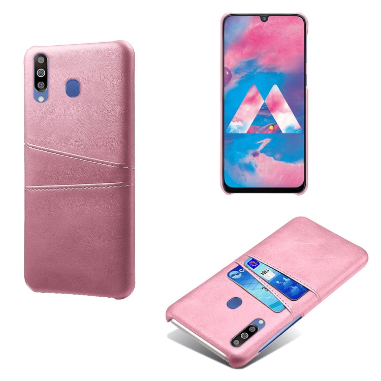 For Samsung Galaxy M30 Calf Texture PC + PU Leather Back Cover Shockproof Case with Dual Card Slots