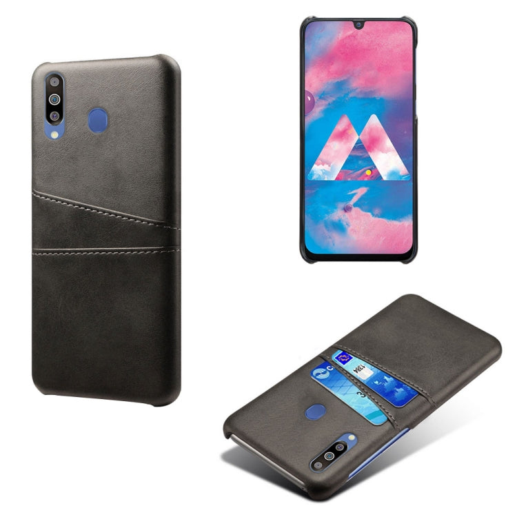 For Samsung Galaxy M30 Calf Texture PC + PU Leather Back Cover Shockproof Case with Dual Card Slots