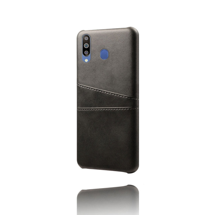 For Samsung Galaxy M30 Calf Texture PC + PU Leather Back Cover Shockproof Case with Dual Card Slots