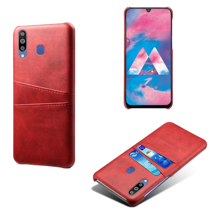 For Samsung Galaxy M30 Calf Texture PC + PU Leather Back Cover Shockproof Case with Dual Card Slots