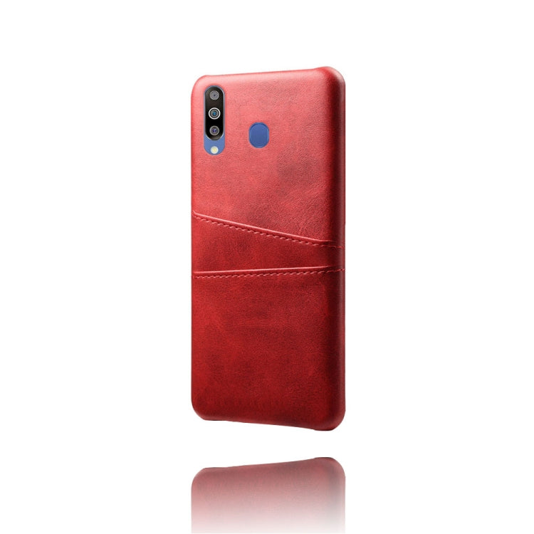 For Samsung Galaxy M30 Calf Texture PC + PU Leather Back Cover Shockproof Case with Dual Card Slots