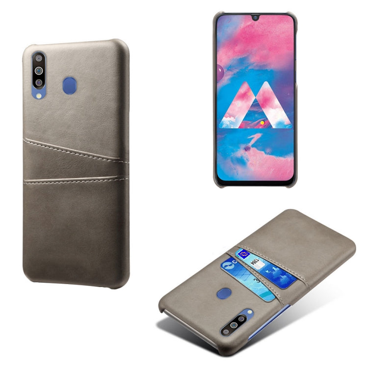 For Samsung Galaxy M30 Calf Texture PC + PU Leather Back Cover Shockproof Case with Dual Card Slots